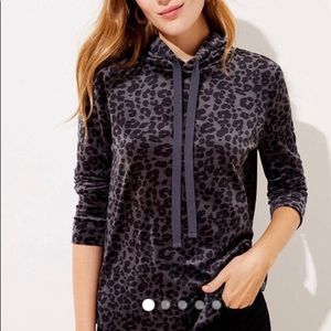 LOFT Leopard Print Velour Hoodie